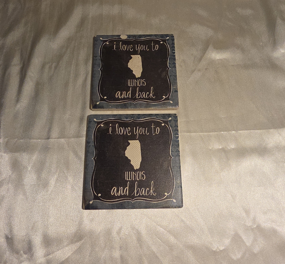 Set of 2 'I Love You to Illinois and Back' Coasters